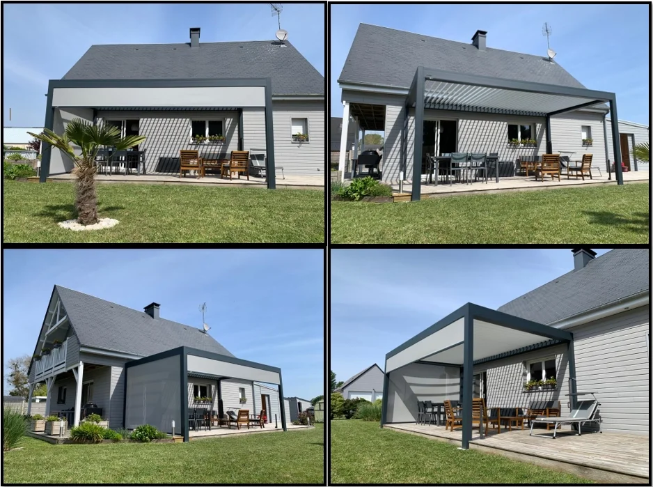 Réalisation d'un chantier près de Coutances en Normandie : la pose d'une pergola !